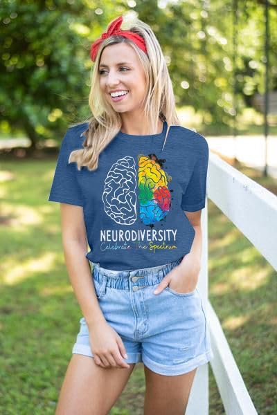 LUKYCILD Autism Awareness Shirt Women: Special Education Teacher Shirts - Neurodiversity Short Sleeve Tee Shirt