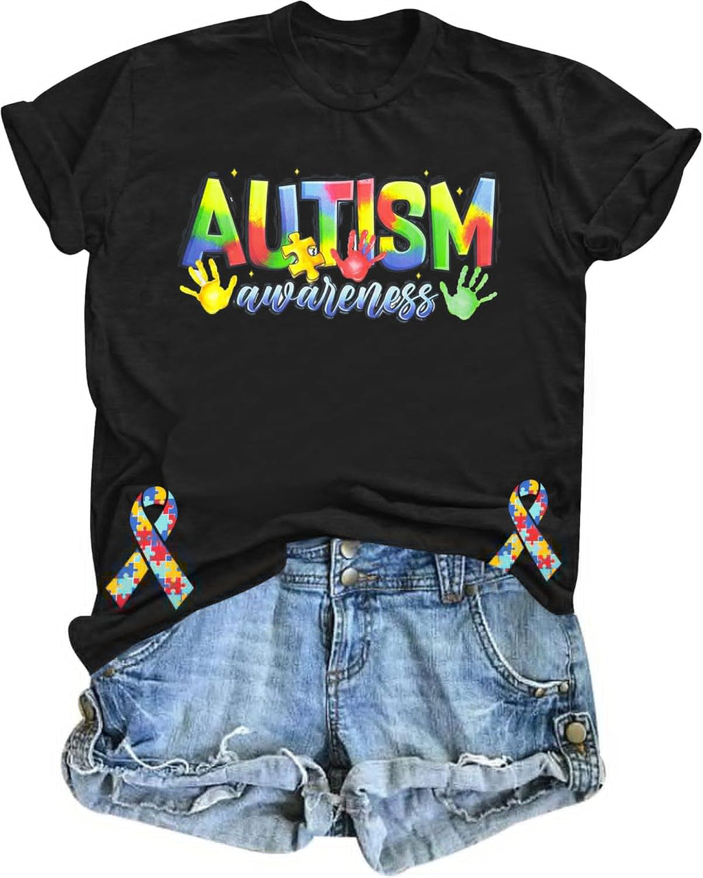 Autism Shirt for Women Autism Awareness T Shirt Autism Mom Tops Autistic Support Crewneck Short Sleeve Tops