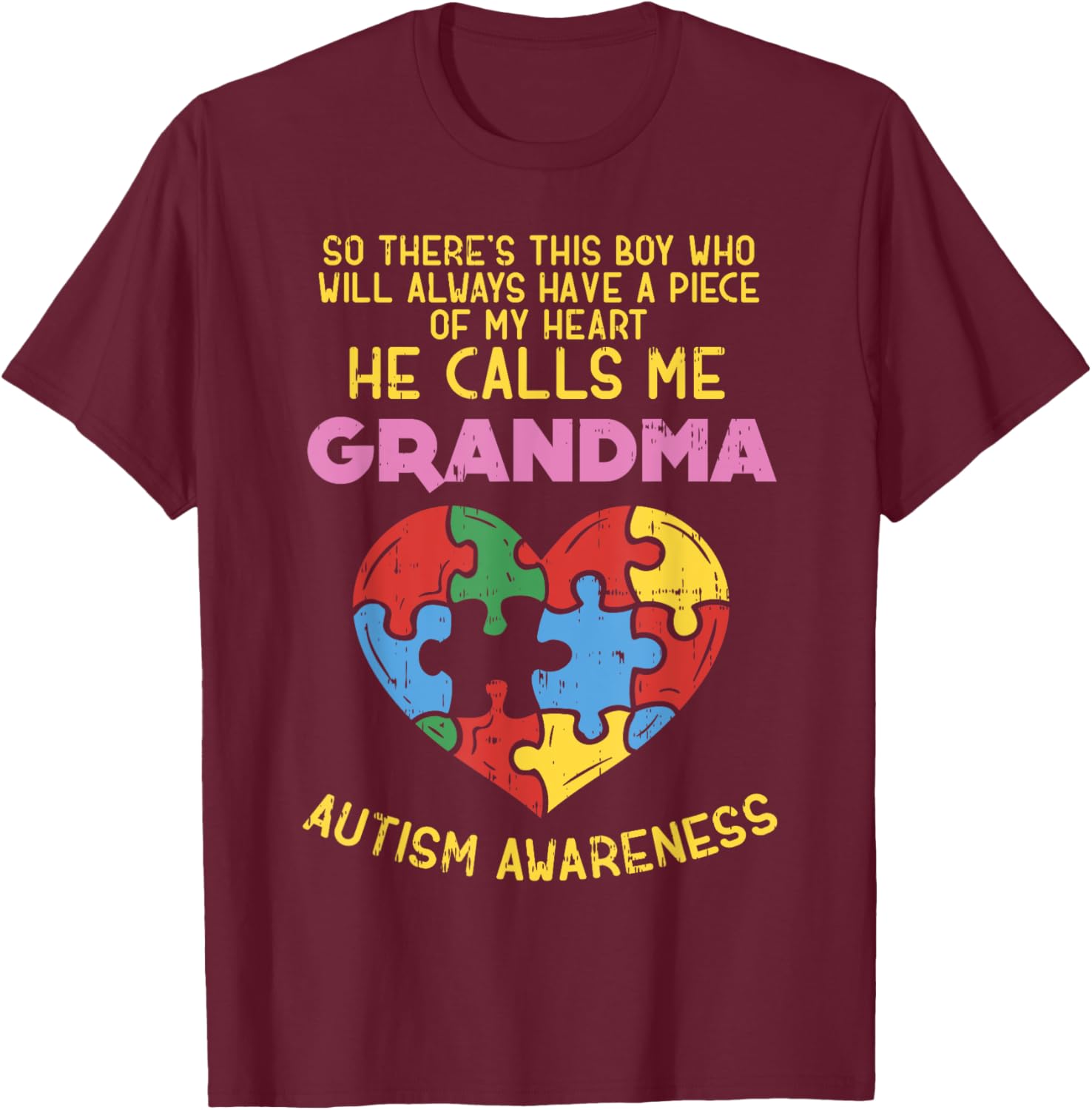 Grandma Autism Awareness Shirt Austistic Boy Piece My Heart