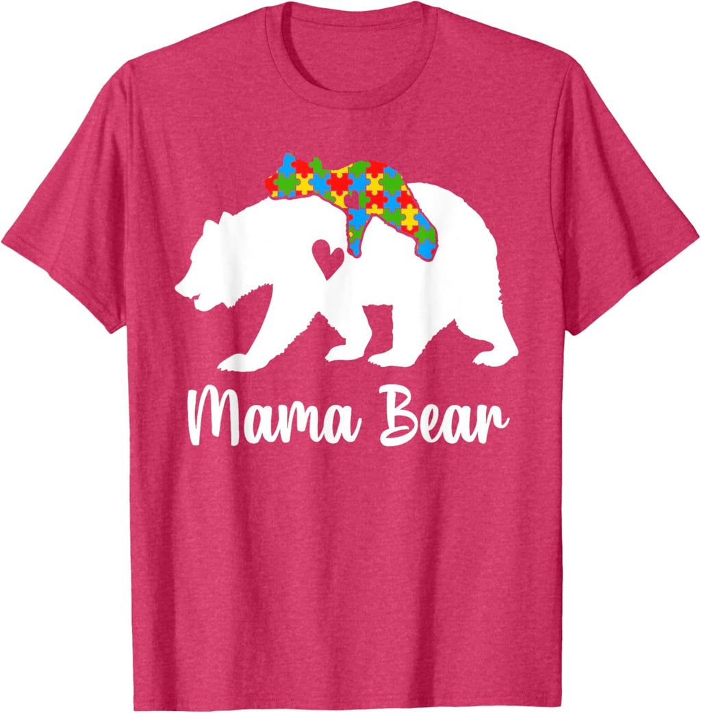 Mama Bear Love Support Autism Awareness Bear Family