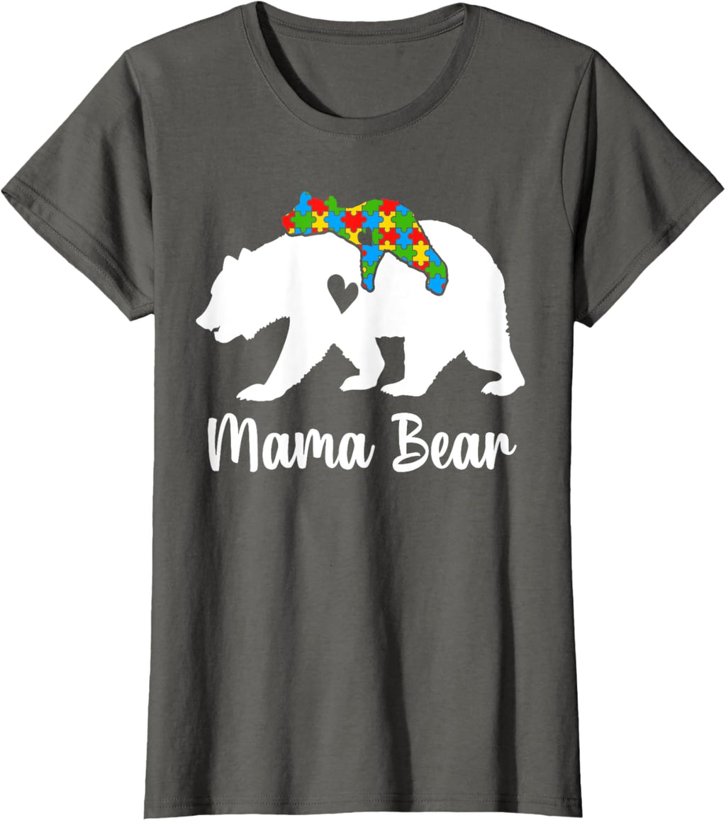 Mama Bear Love Support Autism Awareness Bear Family