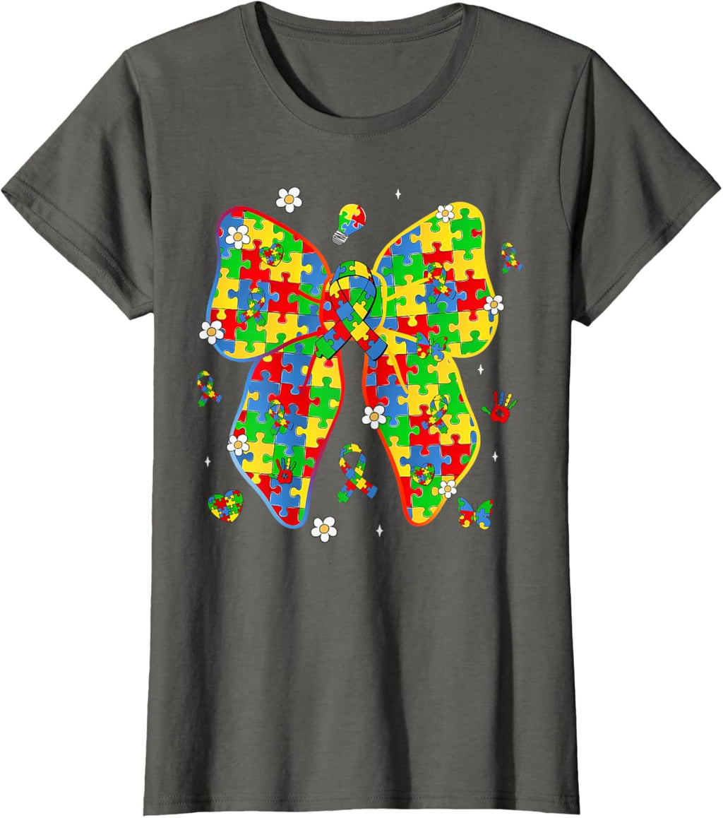 Autism Awareness Coquette Bow Puzzle Bow Women Kids Girl Boy