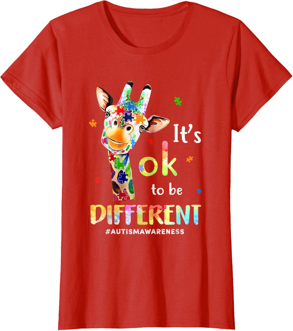 Autism Awareness Cute Giraffe Animal Its Ok To Be Different