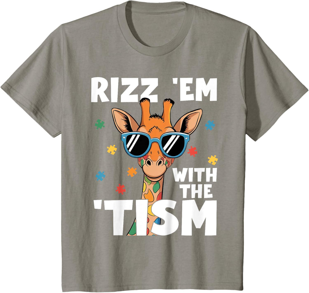 Rizz em with the tism Autism Giraffe Funny Autism Awareness
