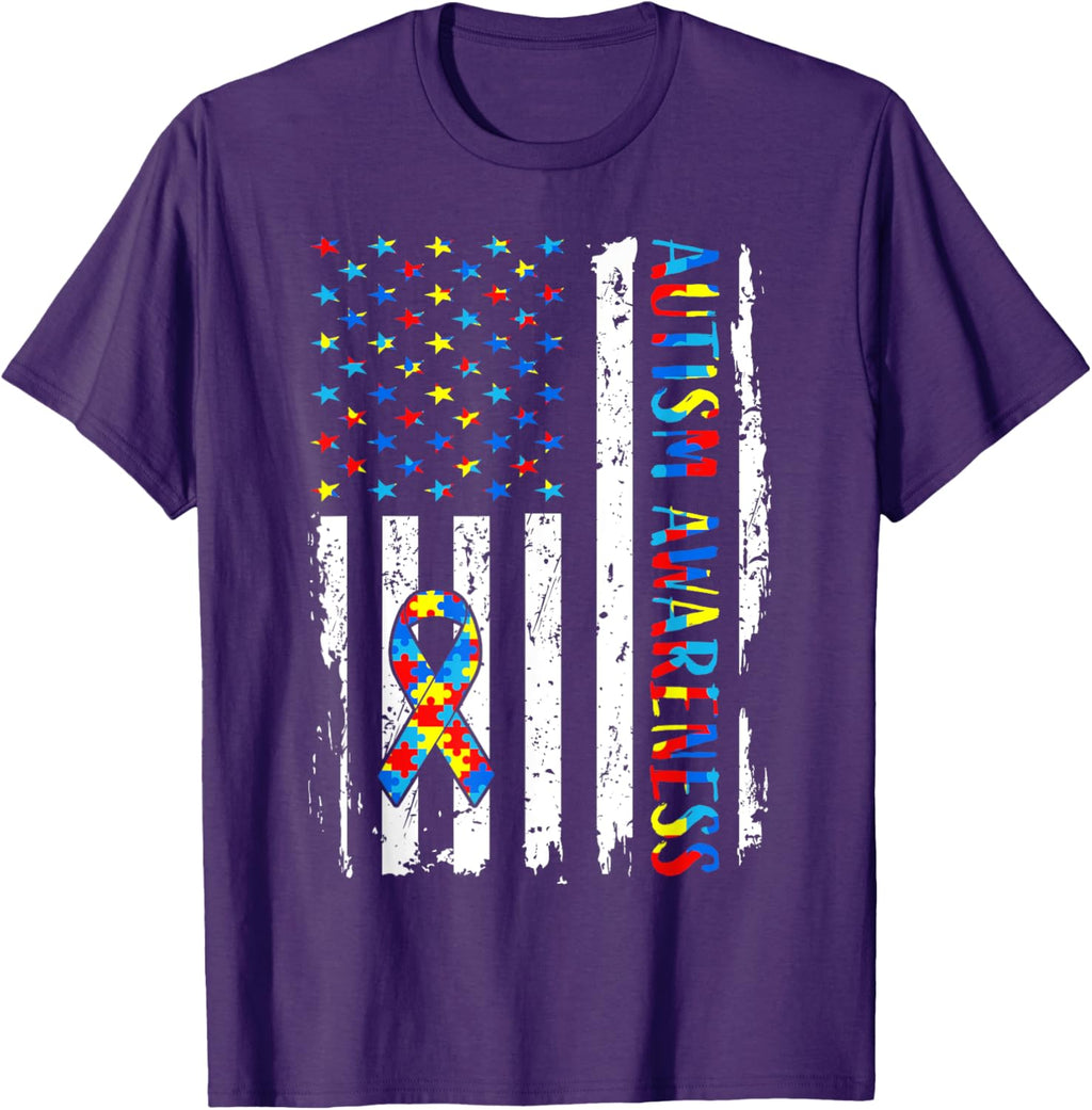 Autism Awareness Mom Dad USA flag Autistic Awareness Autism