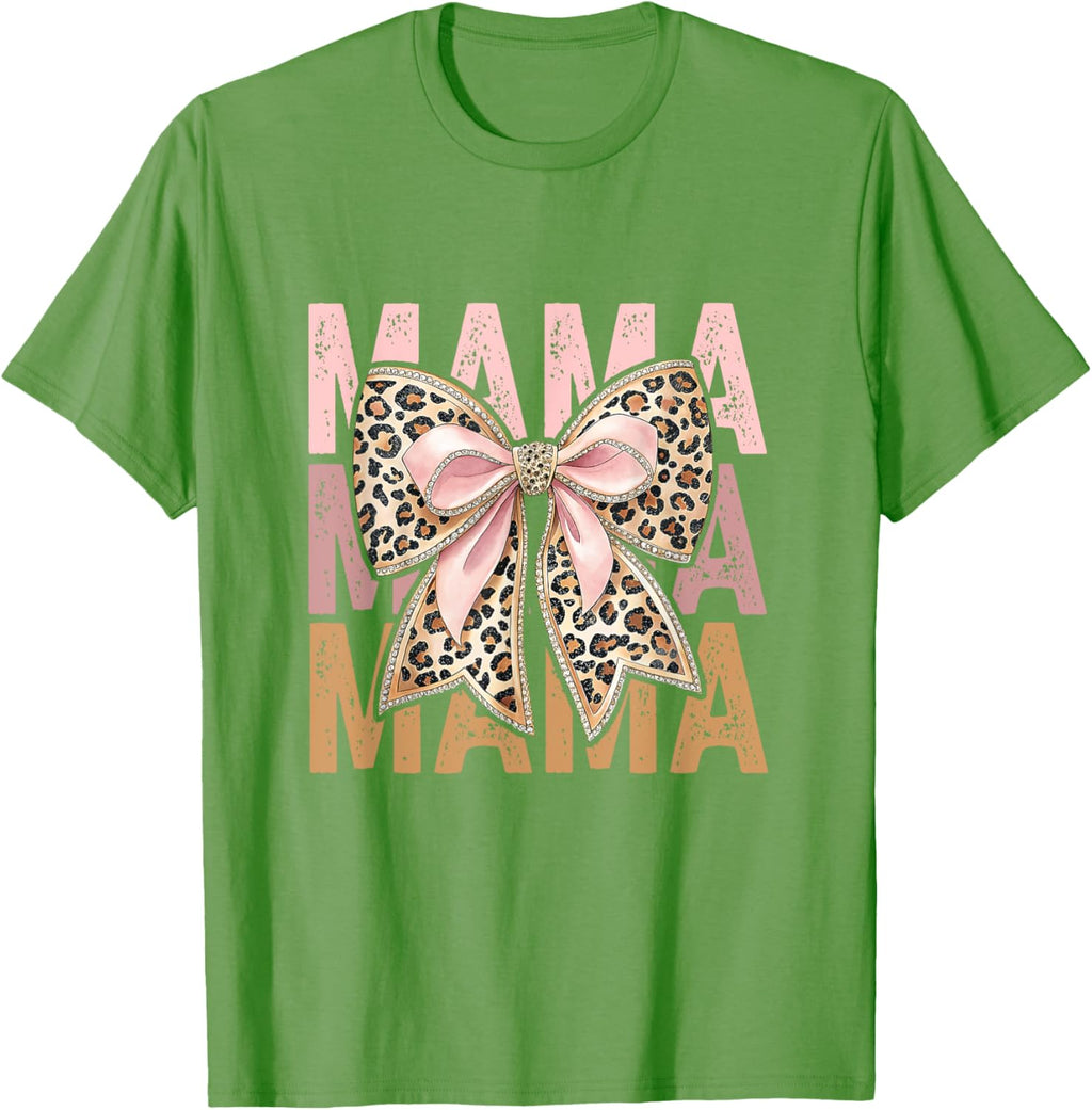 Retro Leopard Mama,Cute Mom Retro Coquette Bow Mother's Day