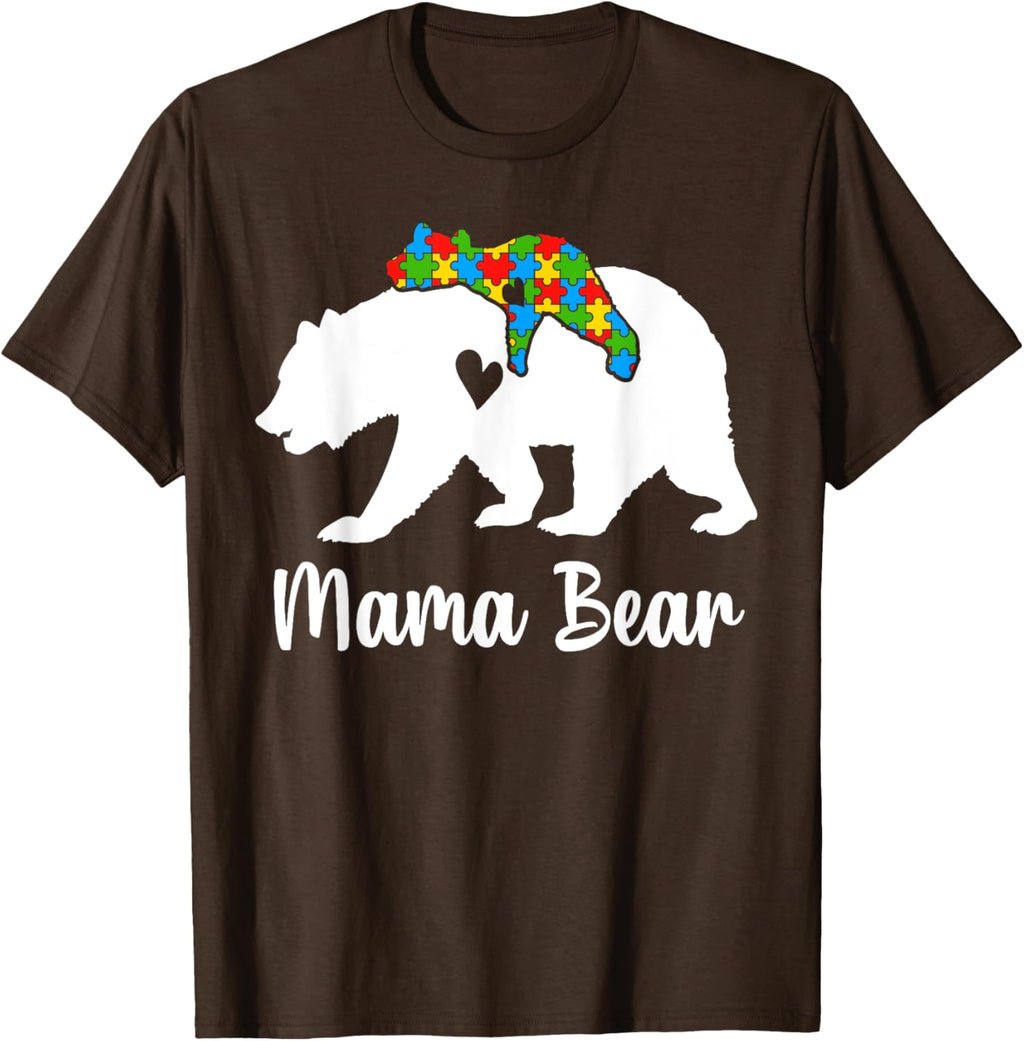 Mama Bear Love Support Autism Awareness Bear Family