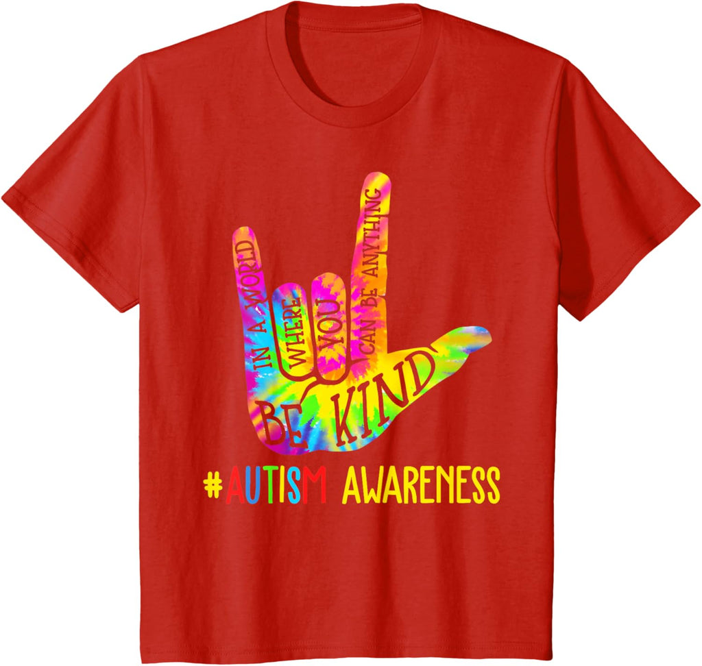 Be Kind ASL Love Sign Language Hand Autism Awareness Tie Dye