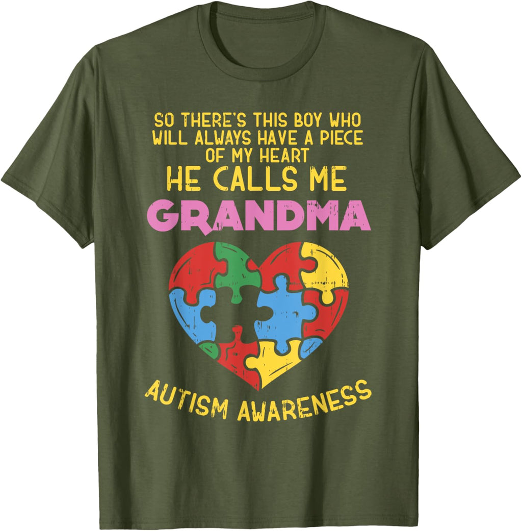 Grandma Autism Awareness Shirt Austistic Boy Piece My Heart
